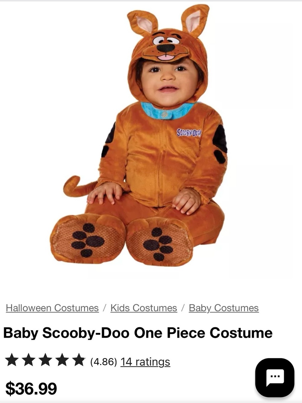 Spirit Scooby-Doo Plush One-Piece Costume in Brown and Blue Size 12- 18 M